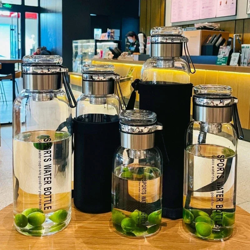 2L Large Capacity Glass Water Bottle Transparent